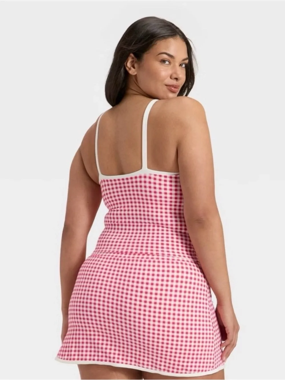 All In Motion Pink White Gingham Everyday Soft Tank and Matching Skort Set